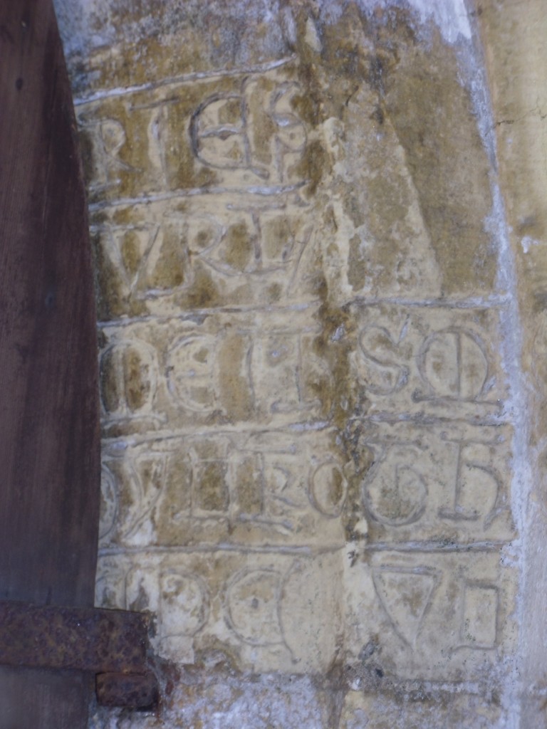 A Norman French prayer carved into the door jamb at Womersley church. Maybe one of our ancestors read it in the 13th century...