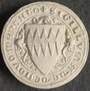 The seal of our 13th century ancestor Baron Adam de Newmarch.
